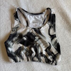 Justice Active Black and White Swirl Sports Bra
